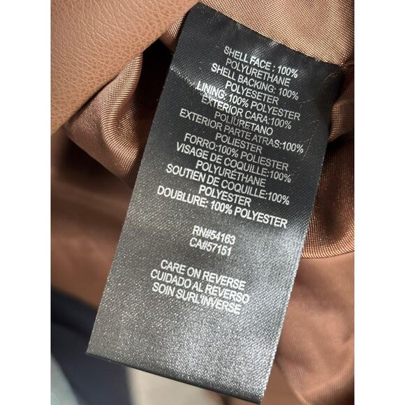 Kenneth Cole Jacket Womens Small Brown Faux Leather Belted Moto Zip Pockets - Picture 5 of 7